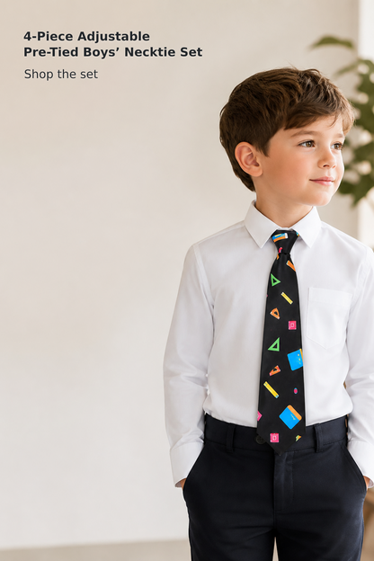 4-Pack Boys’ Pre-Tied Adjustable Ties